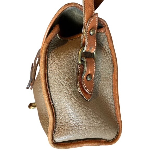 Dooney & Bourke Essex flap Crossbody Shoulder Pebbled Leather Taupe Tan Bag - Picture 5 of 12